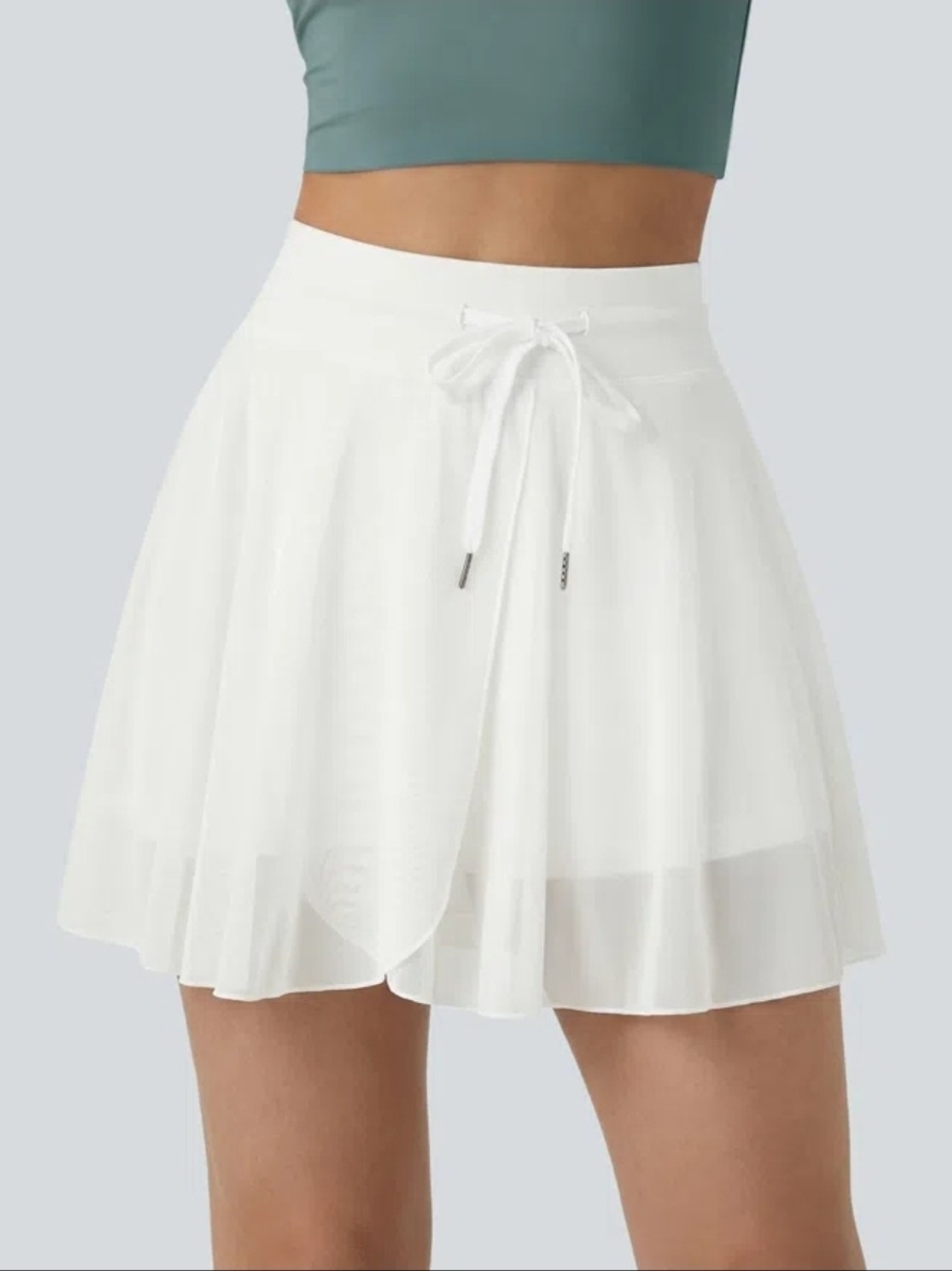 NWOT Halara High Waisted Contrast Mesh 2-in-1 Flowy Skort White Size XL